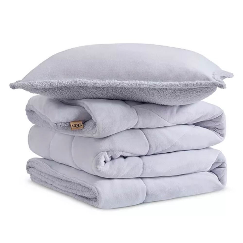 UGG Avery Comforter, Twin, Plush Reversible Fleece UGG Bedding Blanket College